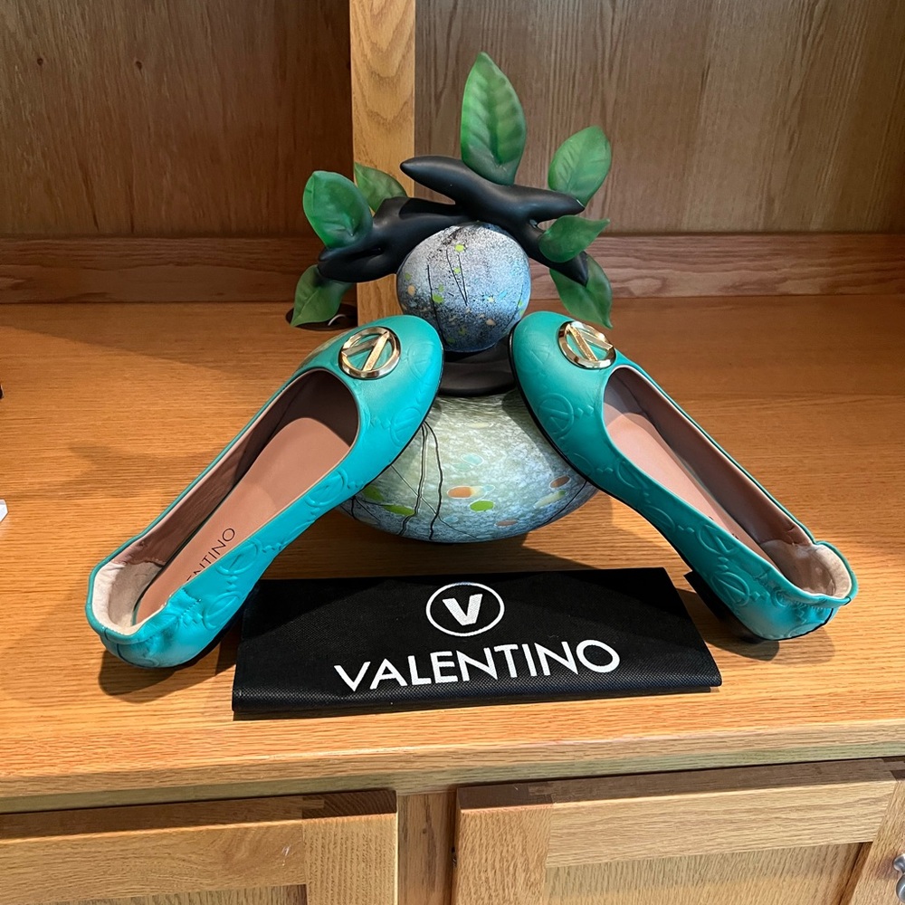 Valentino Mario Valentino Calliope Monogram Leather Flat